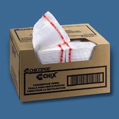 Chix&reg; White/Red Foodservice Towels