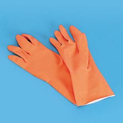 Orange Flock-Lined Gloves