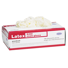 Latex Exam Gloves, Medium Size