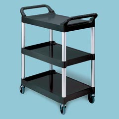 Three-Shelf Utility Cart with Brushed Aluminum Uprights