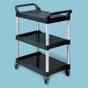 Three-Shelf Utility Cart with Brushed Aluminum Uprights