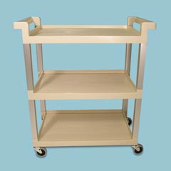 Three-Shelf Service Cart with Brushed Aluminum Uprights