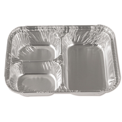Economy 3-Compartment Home Feeding Aluminum Tray