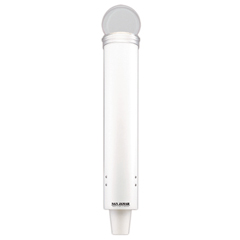 White Plastic Small Water Pull-Type Cup Dispenser with Hinged Flip-Cap