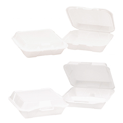 Foam Hinged Lid Carryout White Containers
